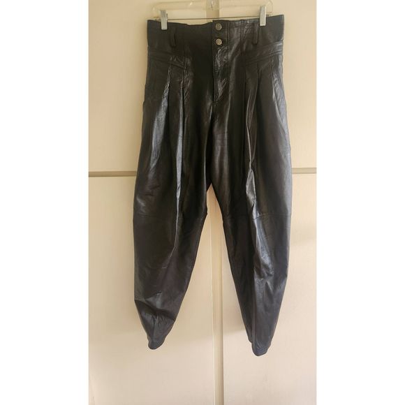 Z. Cavaricci Vintage Black Leather Pants, Iconic Silhouette, Pleats,  Pockets, - Picture 1 of 8